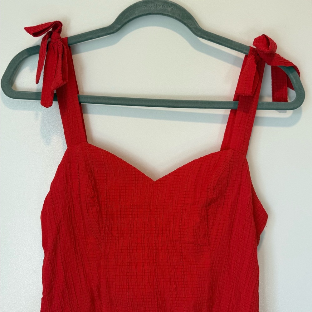 Red Tie-Shoulder Ruffle Sundress - Picture 3 of 9